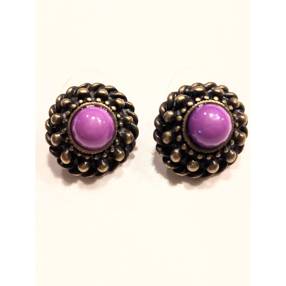 Vintage Purple Swirl Boho Coastal Y2K Indie Pierced Floral Stud Earrings
